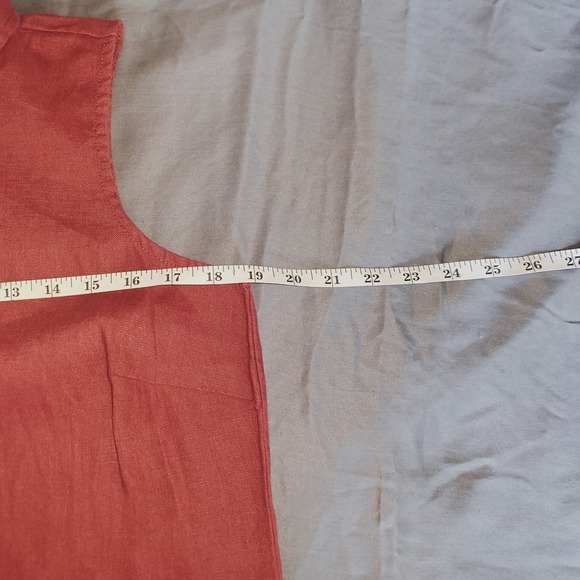 Garnet Hill Women's Dress  Linen Sleeveless Red Button Front Casual Shift Size 6 - Picture 7 of 14